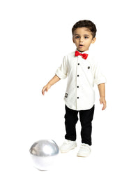 Gusto New Born Boys Full-Sleeve Collar Shirt with Bow