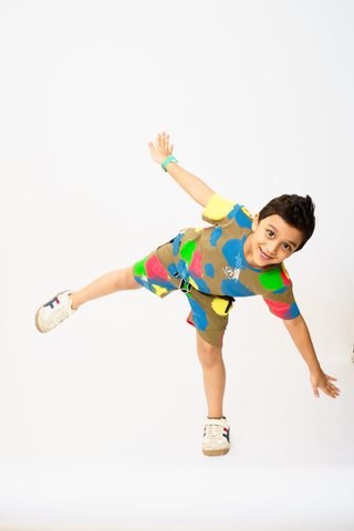 Gusto's Boys Printed Round Neck Co-ord set