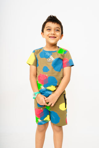 Gusto's Boys Printed Round Neck Co-ord set