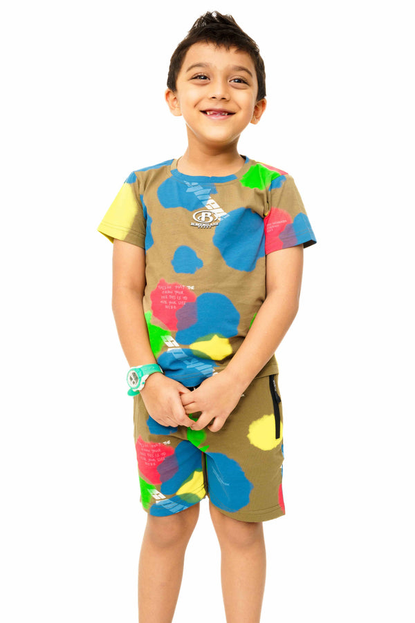 Gusto's Boys Printed Round Neck Co-ord set