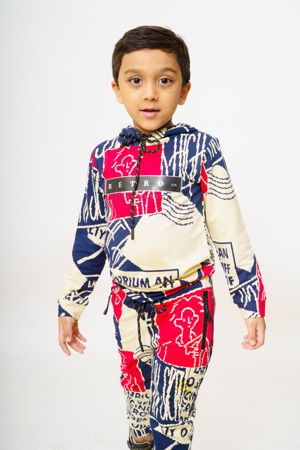 Gusto's Boys Printed Hoodies Cordset