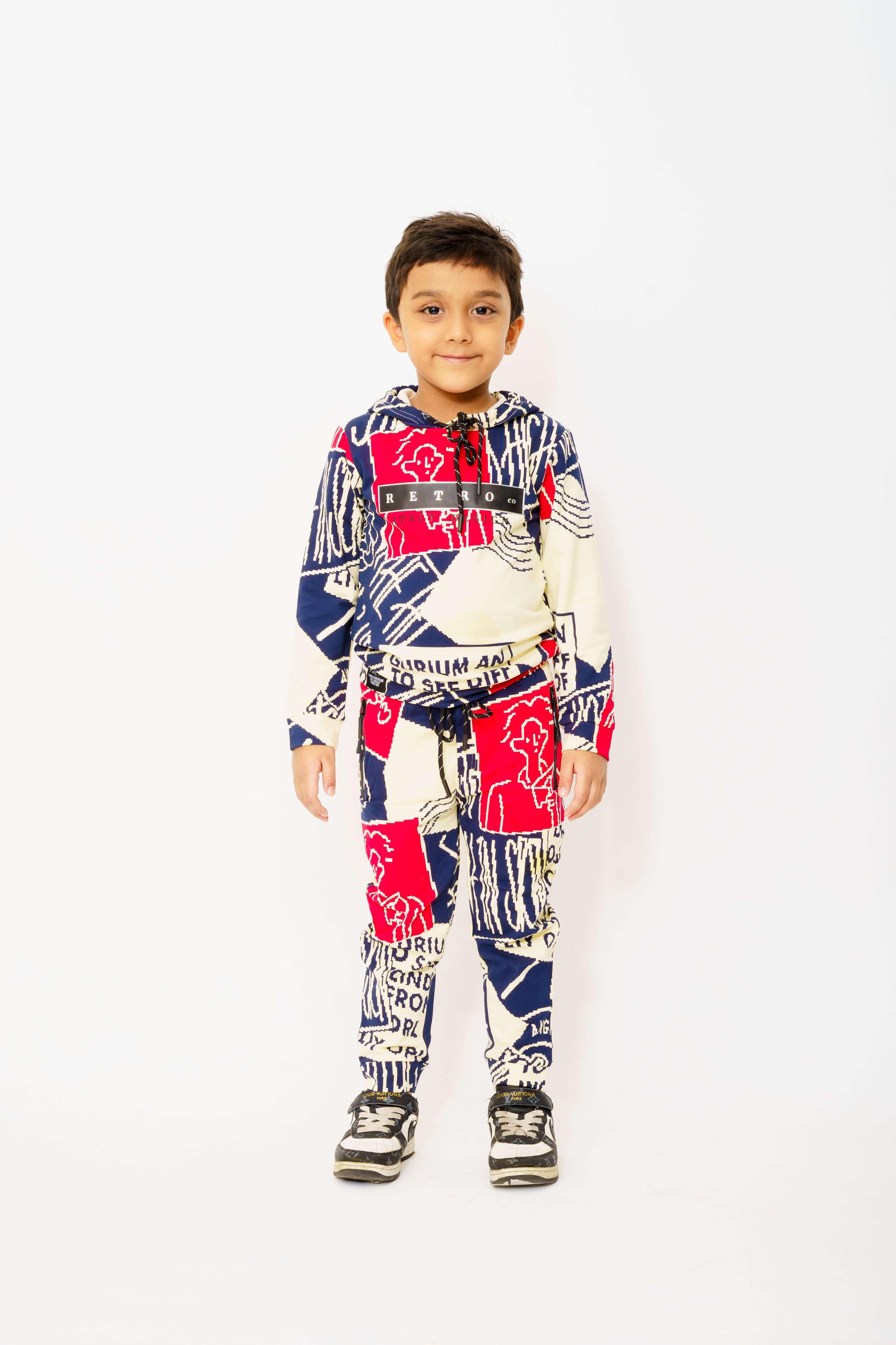 Gusto's Boys Printed Hoodies Cordset