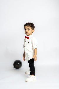 Gusto New Born Boys Full-Sleeve Collar Shirt with Bow