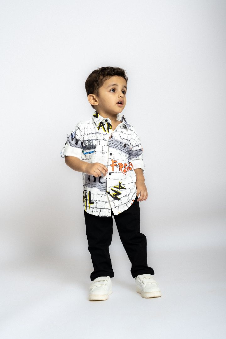 Gusto Newborn Full-Sleeve  Collared Shirt