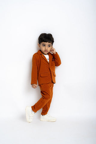 Gusto Newborn Boys Cord self line Hosiery Blazer Set