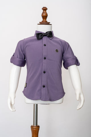 Gusto New Born Boys Full-Sleeve Collar Shirt with Bow