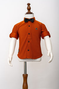 Gusto New Born Boys Full-Sleeve Collar Shirt with Bow