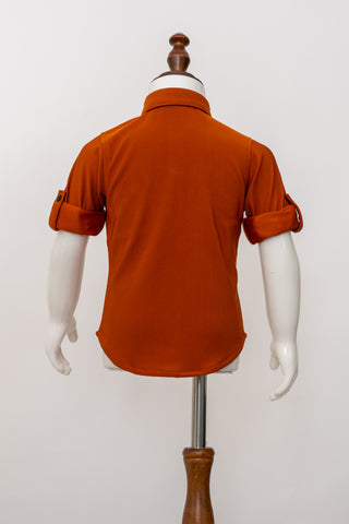 Gusto New Born Boys Full-Sleeve Collar Shirt with Bow