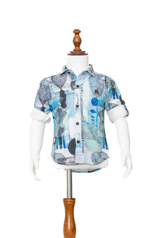 Gusto New Born Boys Full Sleeve Collar Shirt