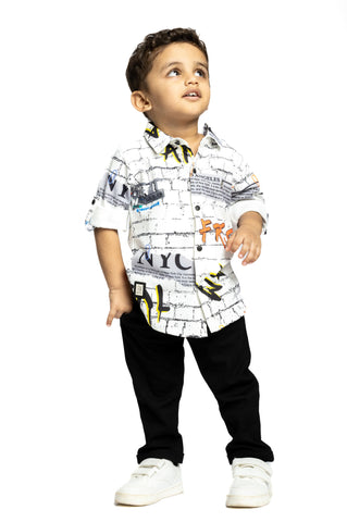 Gusto Newborn Full-Sleeve  Collared Shirt
