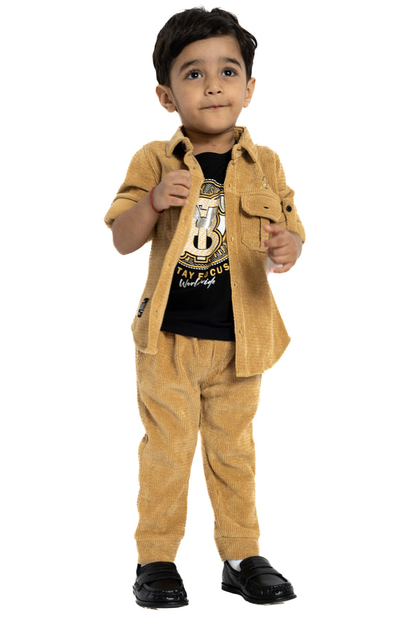 Gusto Newborn Boys Cordroy Jacket & T-Shirt Set