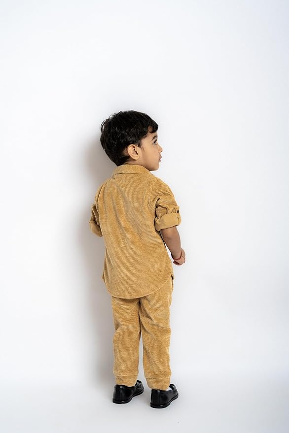 Gusto Newborn Boys Cordroy Jacket & T-Shirt Set