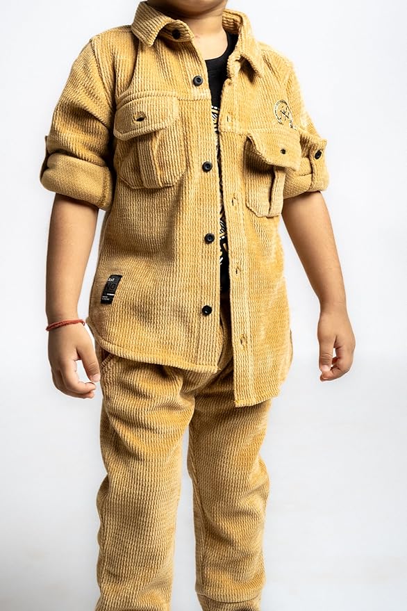 Gusto Newborn Boys Cordroy Jacket & T-Shirt Set