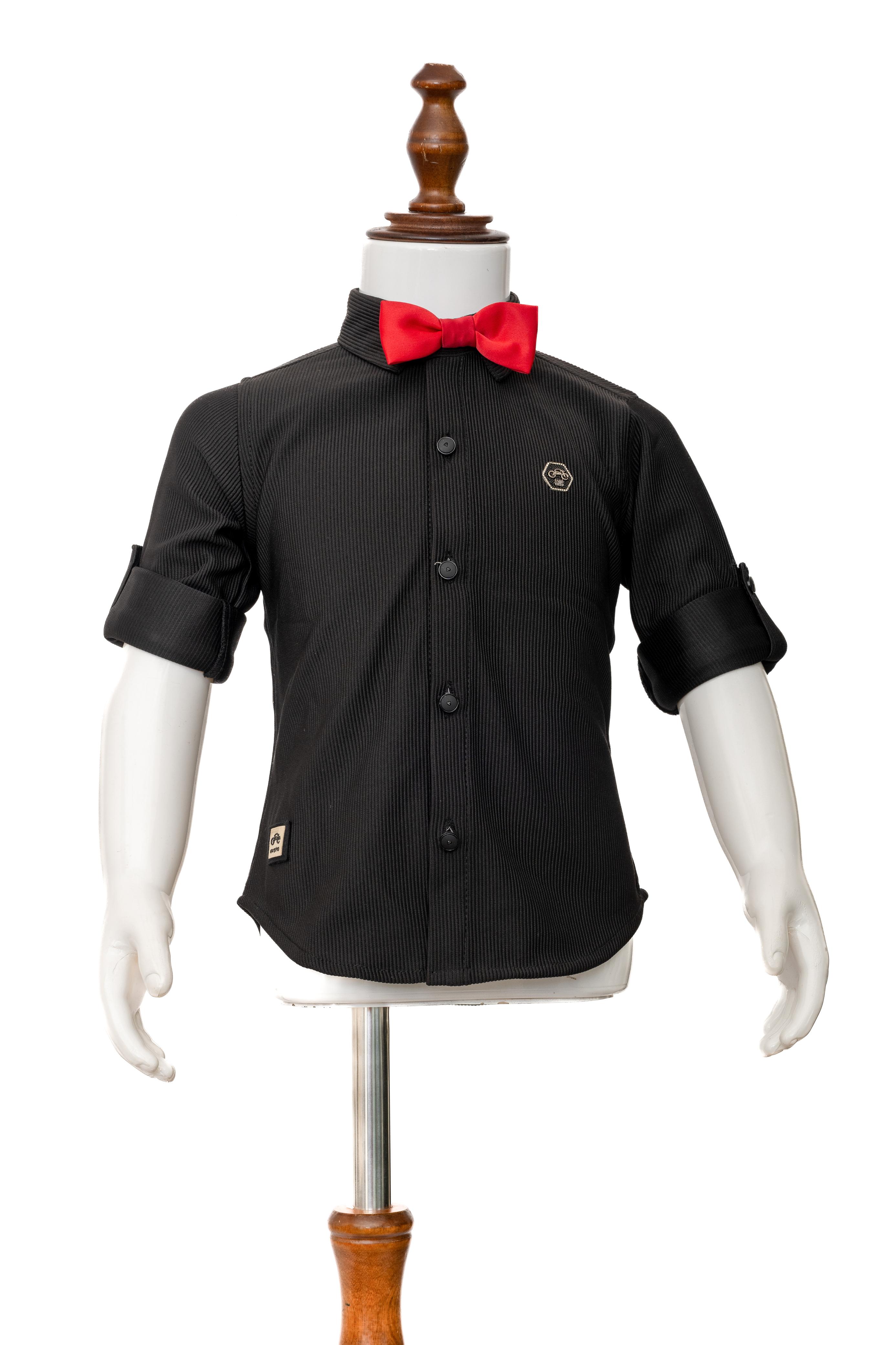 Gusto New Born Boys Full-Sleeve Collar Shirt with Bow