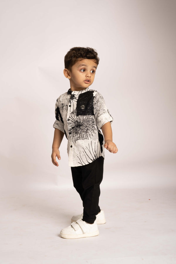 Gusto Newborn Baby Full-Sleeve Chinese Collar Shirt