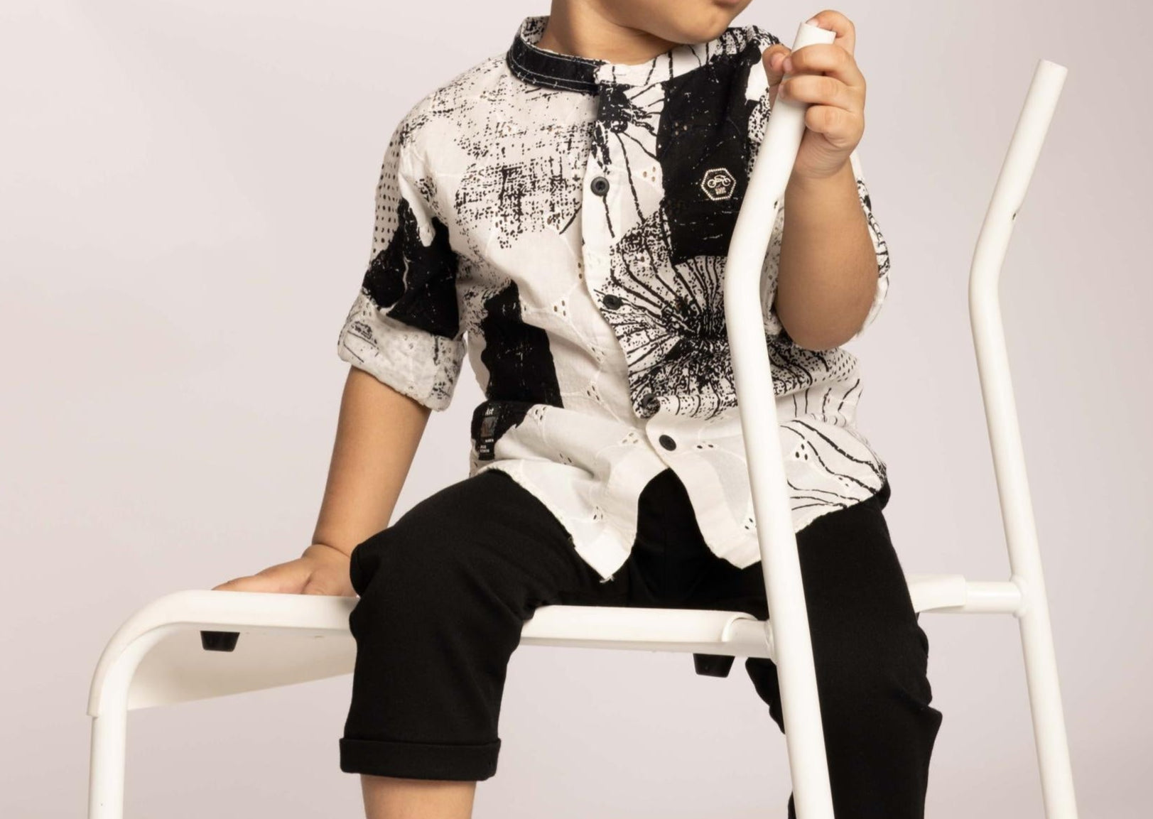 Gusto Newborn Baby Full-Sleeve Chinese Collar Shirt