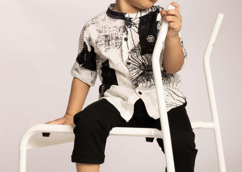 Gusto Newborn Baby Full-Sleeve Chinese Collar Shirt