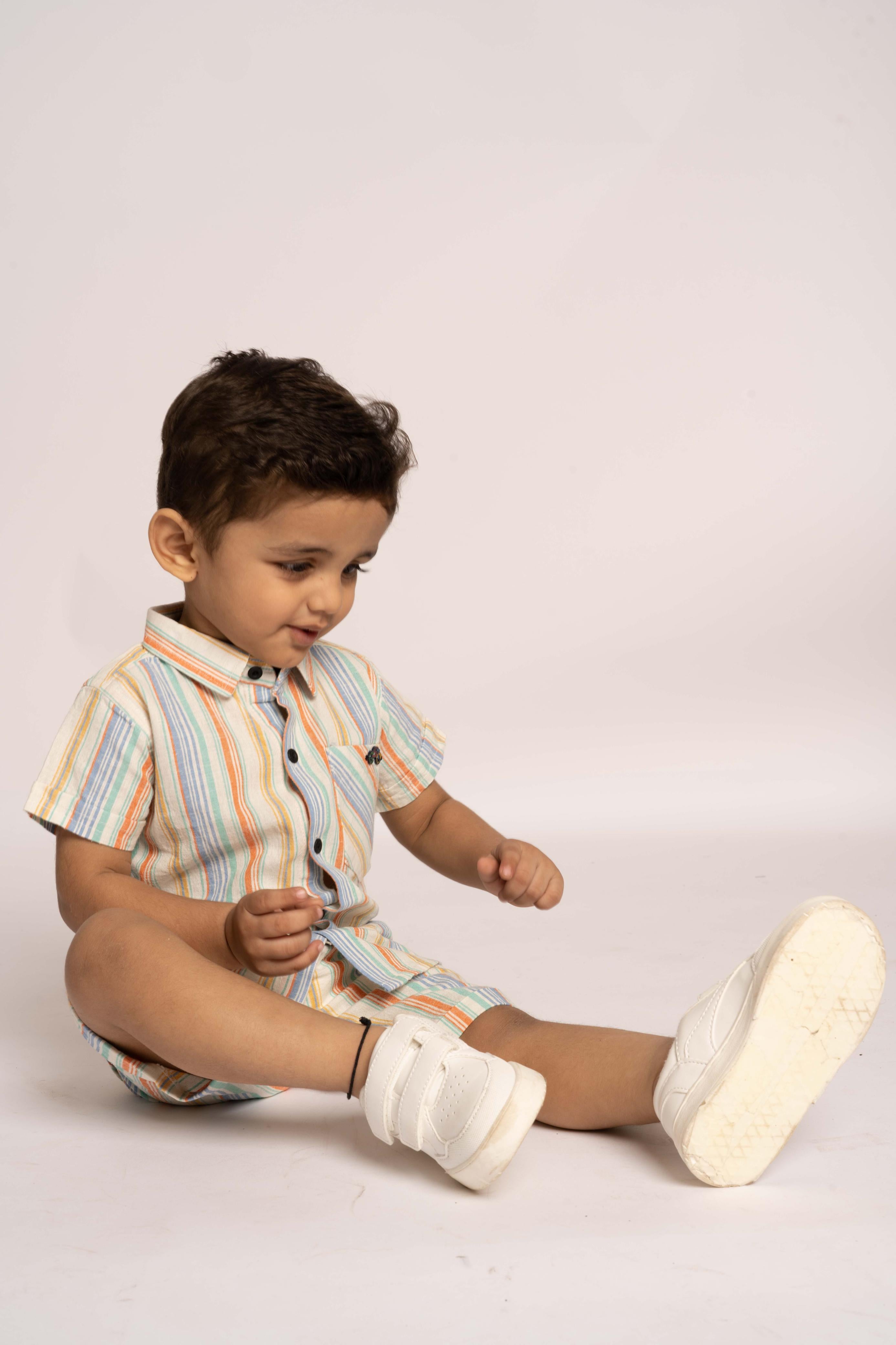 Gusto Newborn Half-Sleeve Shirt Co-Ord Set